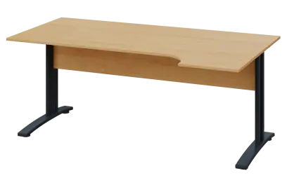 CRK 28 - 166 stůl kancelářský, rohový, pravý, kovová podnož černá, deska 25 mm, široký 1600 mm, javo